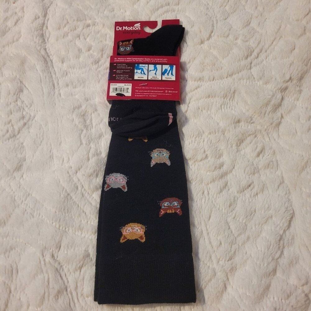Dr Motion Cats In Glasses Mild Compression Knee Socks Size 9-11 Shoe 4-10 New - Picture 4 of 10